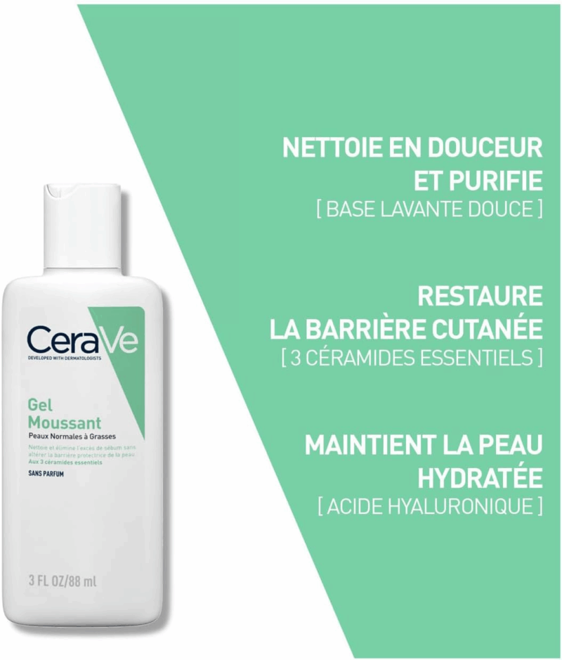 Cerave - Routine Hydratante - Gel Moussant 88 Ml + Lait Hydratant 473 Ml - Nettoie, Hydrate & Préserve La Barrière Cutanée - Soins Aux 3 Céramides Essentiels - Peau Mixte À Grasse - Image 8