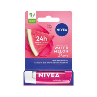 NIVEA Shine Watermelon Care Lipstick, 4.8 g - Hydrating - Pink - Matte - Vegan - Natural