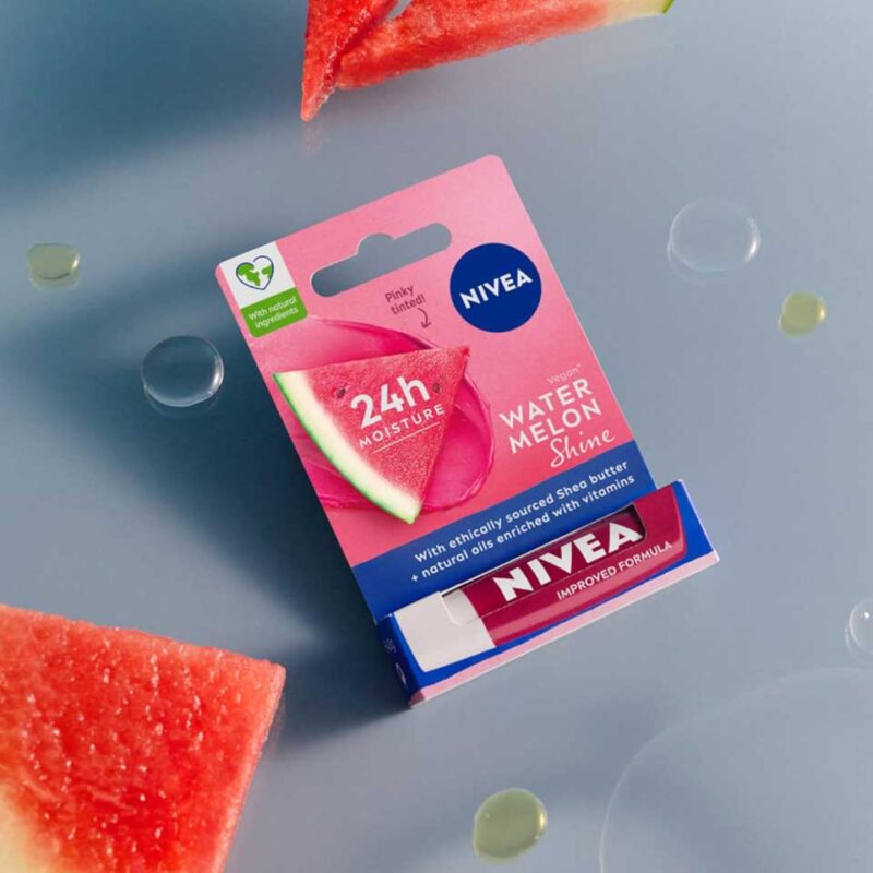 NIVEA Shine Watermelon Care Lipstick, 4.8 g - Hydrating - Pink - Matte - Vegan - Natural - Image 2