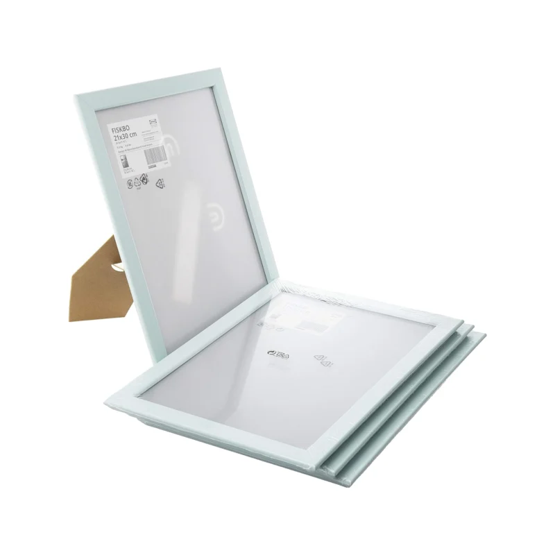 IKEA FISKBO Set of 4 A4 Photo Frames – Light Blue/Turquoise