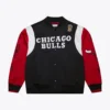 Men's Black/Red Chicago Bulls Hardwood Classics Team Origins Satin Full-Snap Jacket
