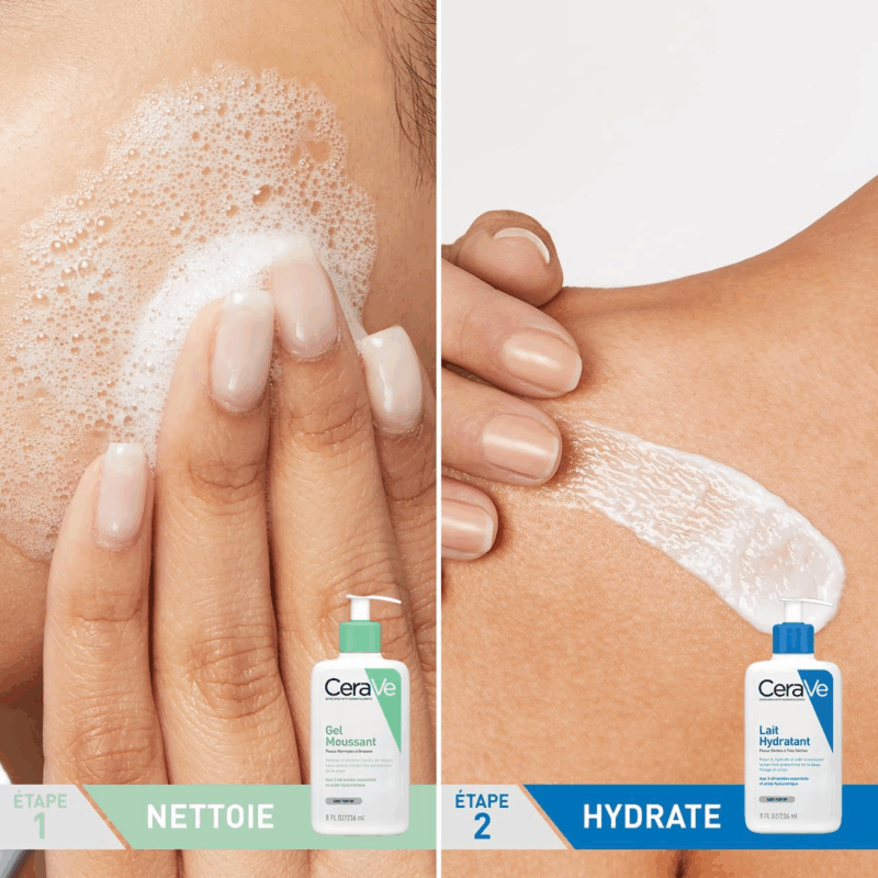 Cerave - Routine Hydratante - Gel Moussant 88 Ml + Lait Hydratant 473 Ml - Nettoie, Hydrate & Préserve La Barrière Cutanée - Soins Aux 3 Céramides Essentiels - Peau Mixte À Grasse - Image 2