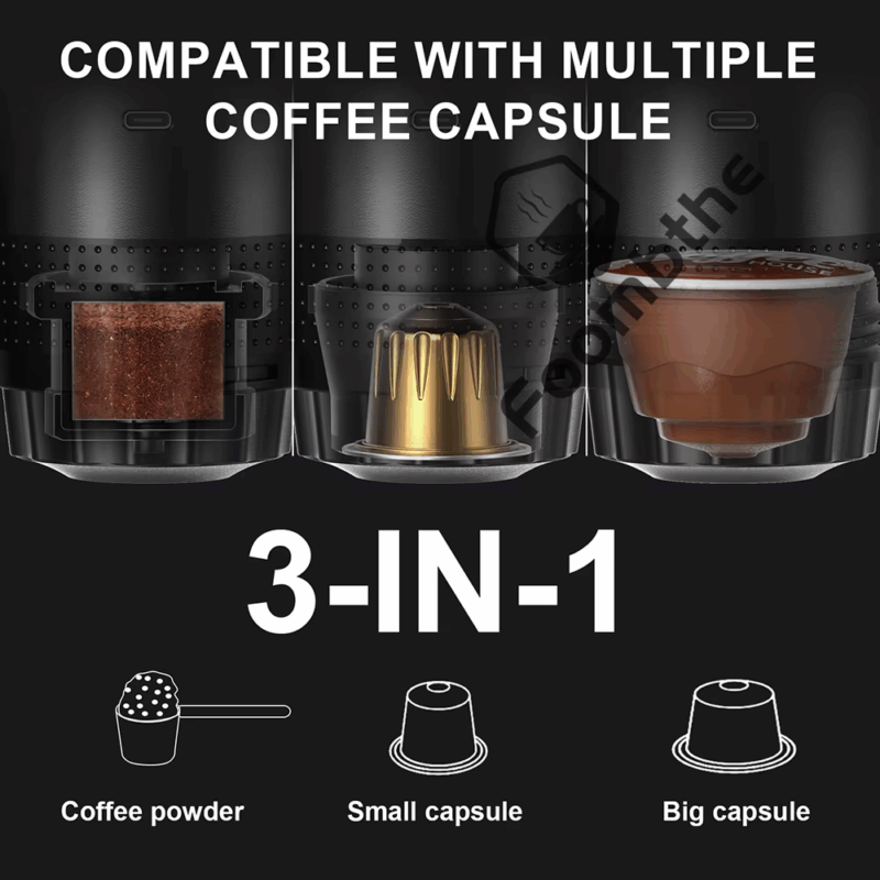 Wireless Electric Portable Espresso Coffee Machine for Car & Home Camping Coffee Maker 3-In-1 Capsule Powder Travel Coffee Maker - Image 7