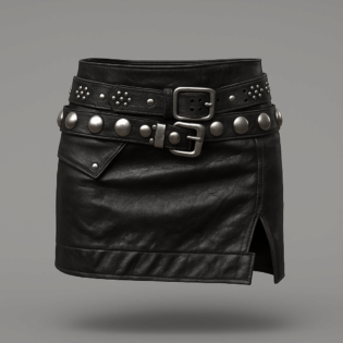 The25x Black Studded Leather Skirt