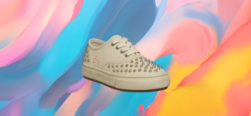 The25x Beige Studded Canvas Sneakers - Image 4