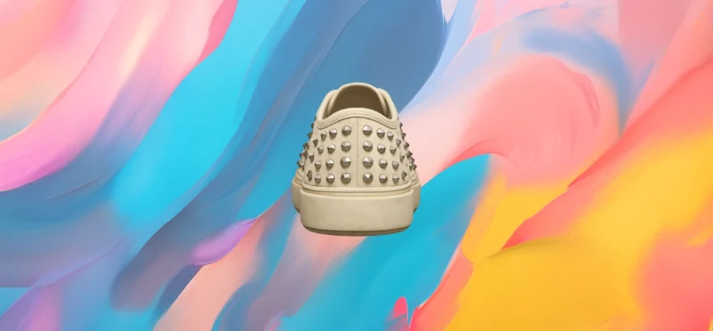 The25x Beige Studded Canvas Sneakers - Image 2