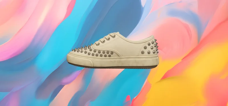 The25x Beige Studded Canvas Sneakers - Image 3