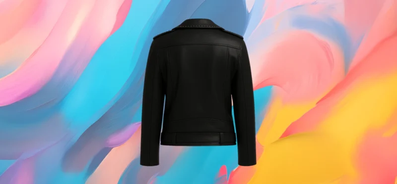 The25x Black Studded Leather Biker Jacket - Image 2