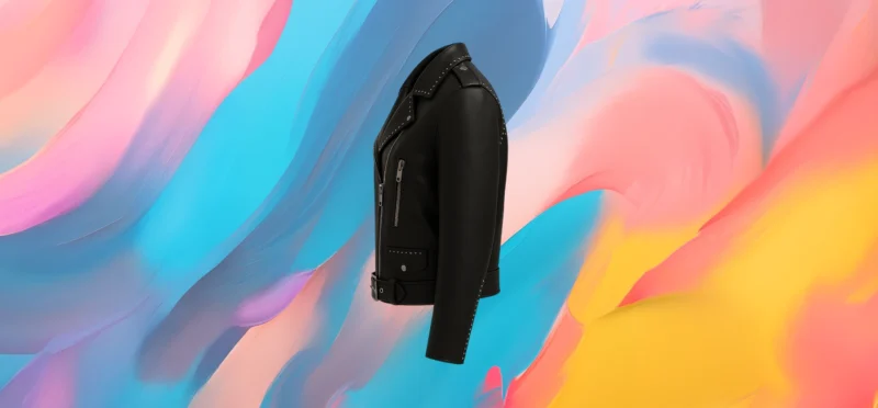 The25x Black Studded Leather Biker Jacket - Image 3