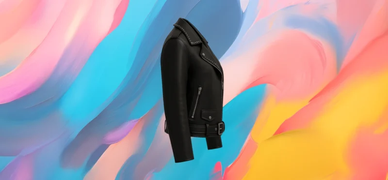 The25x Black Studded Leather Biker Jacket - Image 4