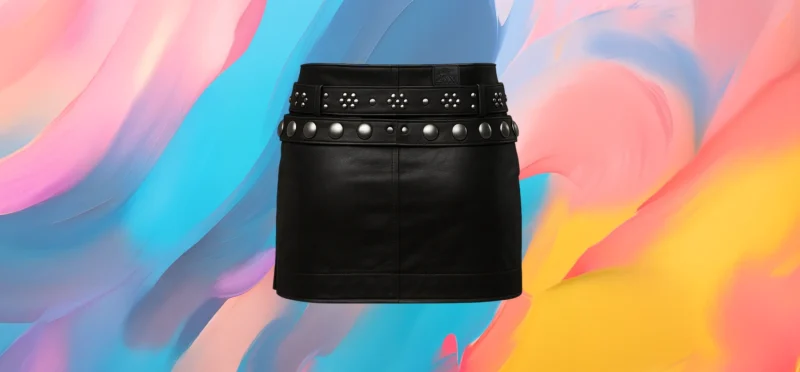 The25x Black Studded Leather Skirt - Image 4