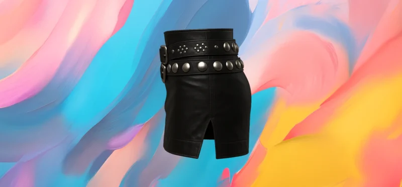 The25x Black Studded Leather Skirt - Image 3