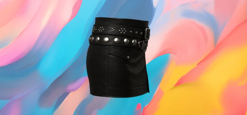 The25x Black Studded Leather Skirt - Image 2