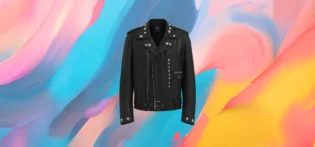 The25x Black leather biker jacket with studs